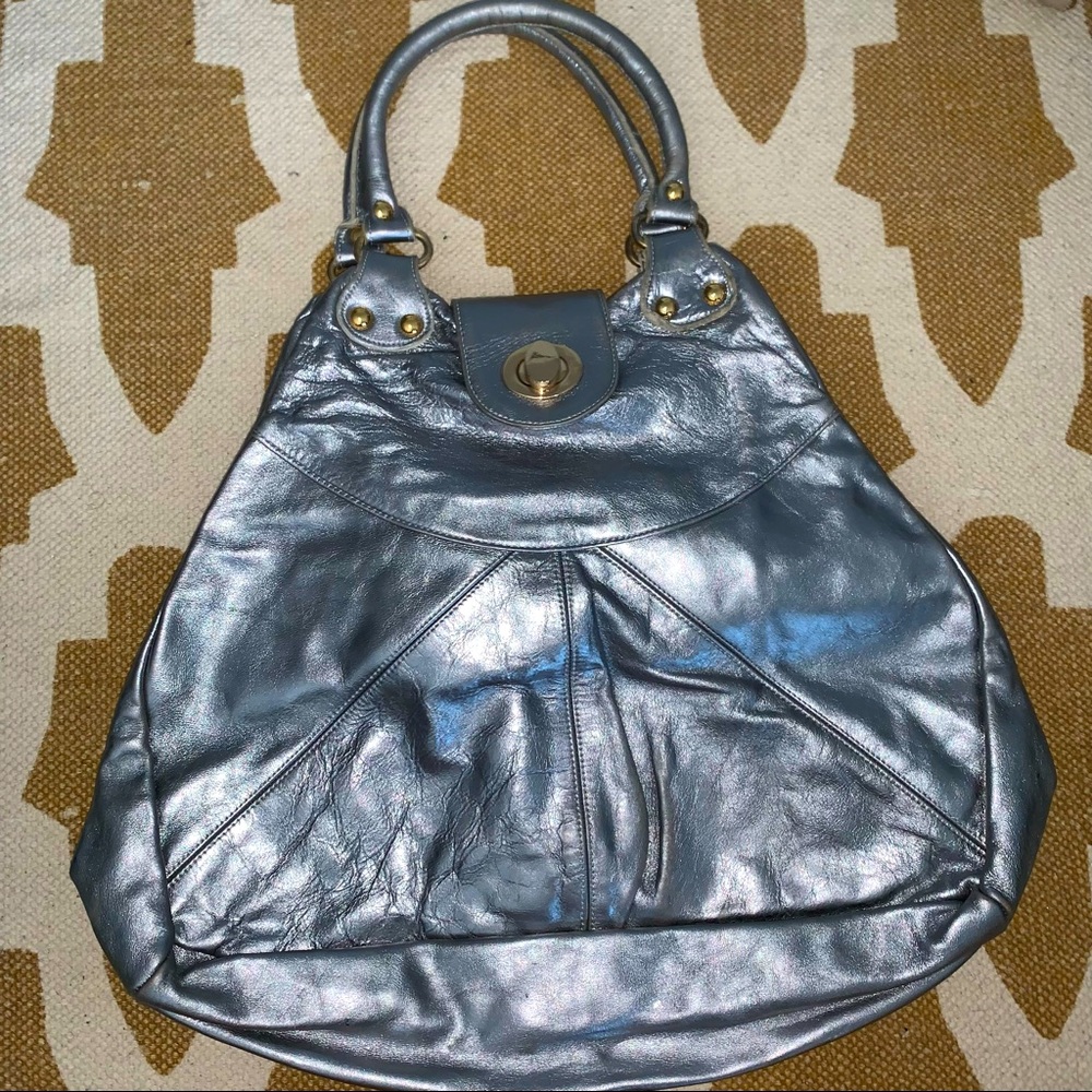 Foley + Corinna silver patent Purse